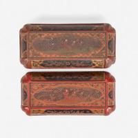 An associated pair of Chinese incised lacquer boxes 戗金漆盒一对 Late 16th / early 17th century ???????????