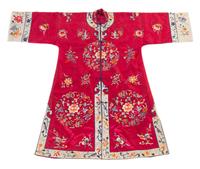 A Chinese Embroidered Silk Lady's Robe Length 40 1/2 inches.