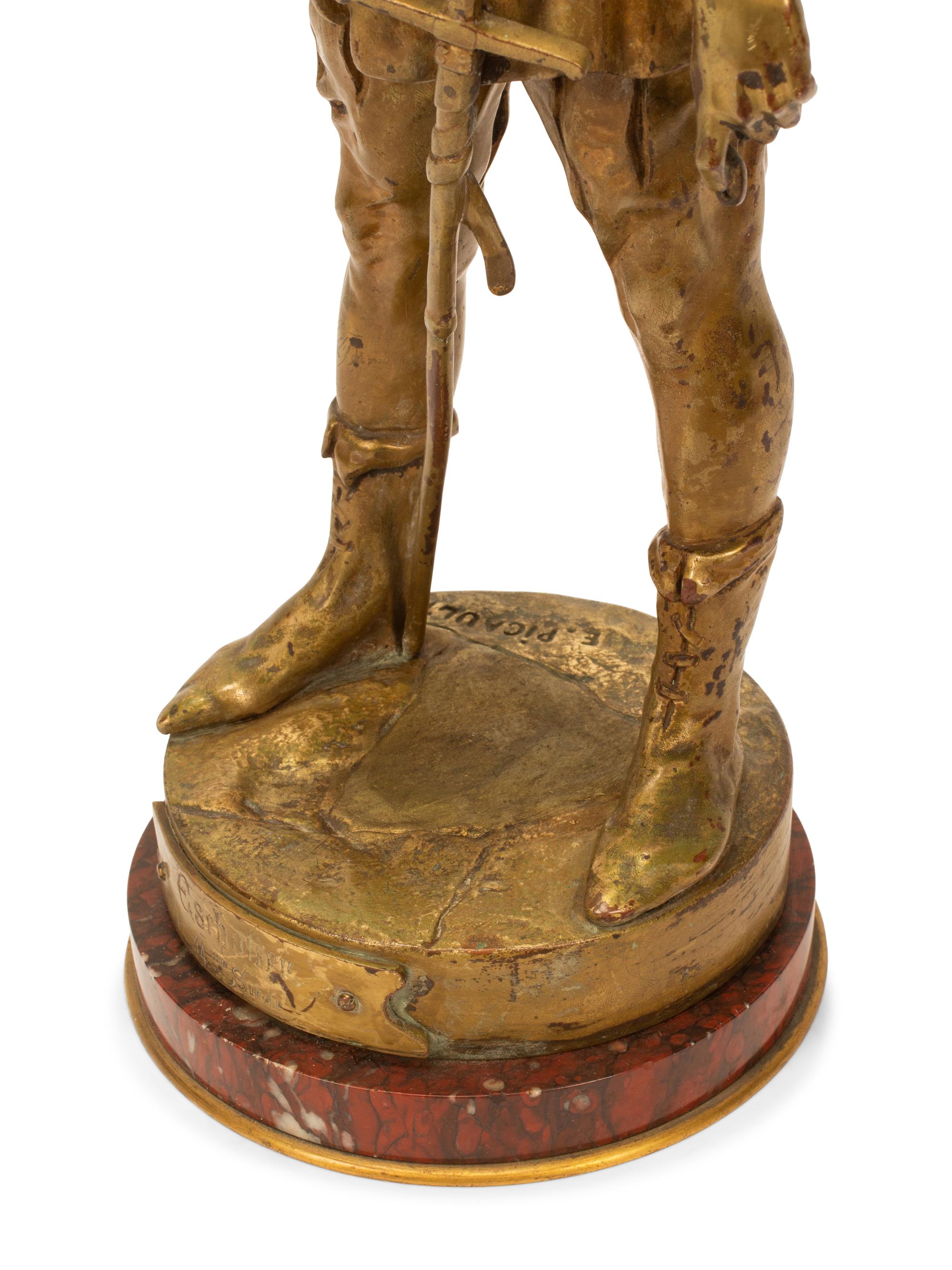 After Emile-Louis Picault 19th Century Escholier gilt bronze