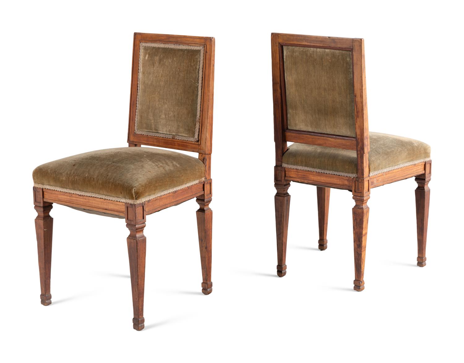A Pair of Italian Fruitwood Side Chairs