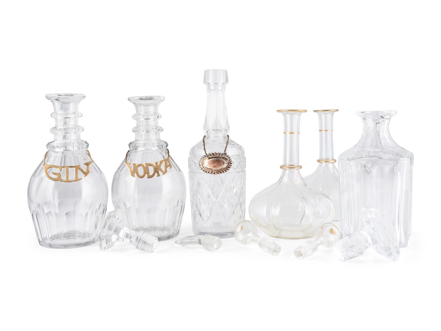 Six Glass Decanters