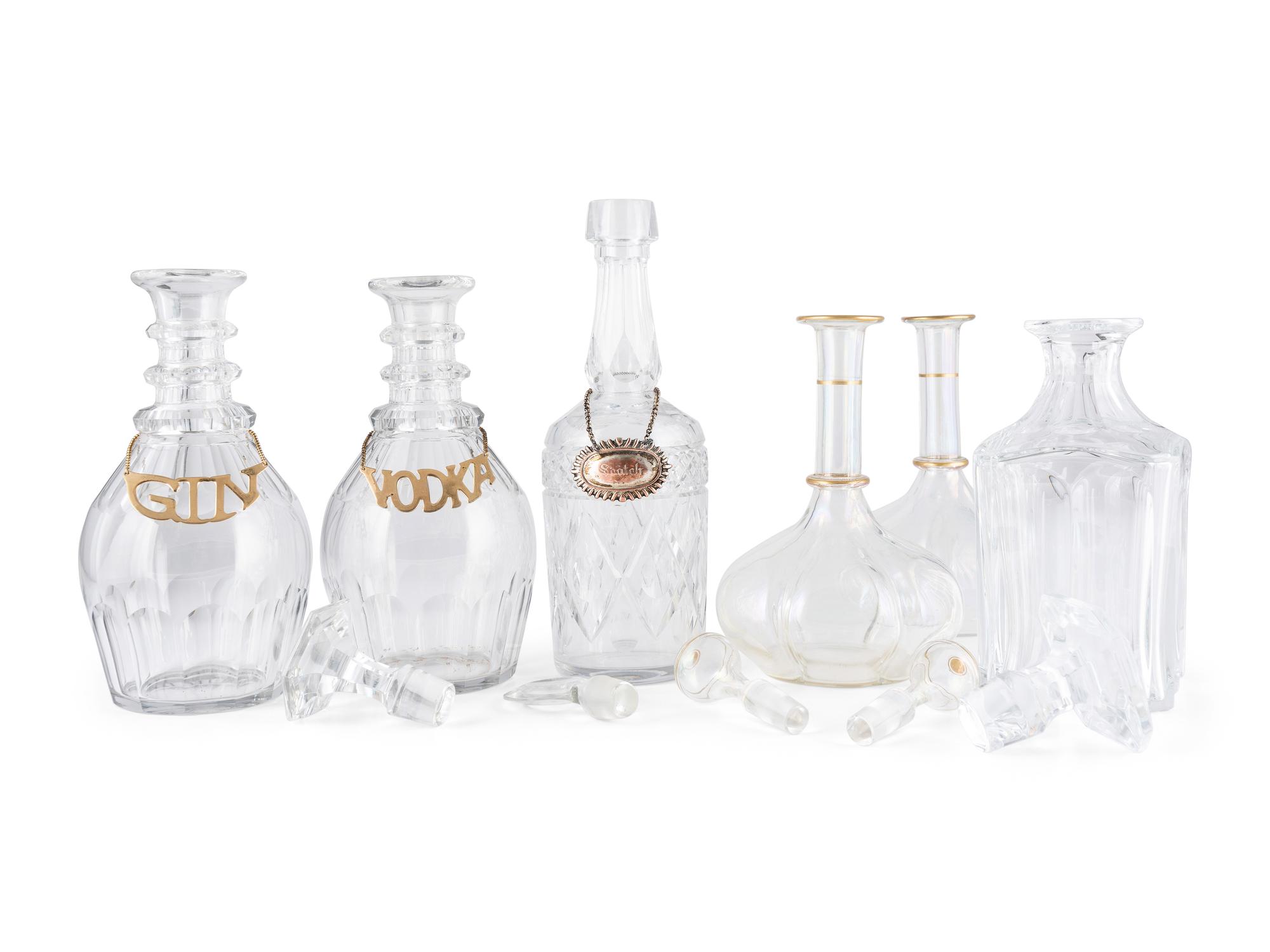 Six Glass Decanters
