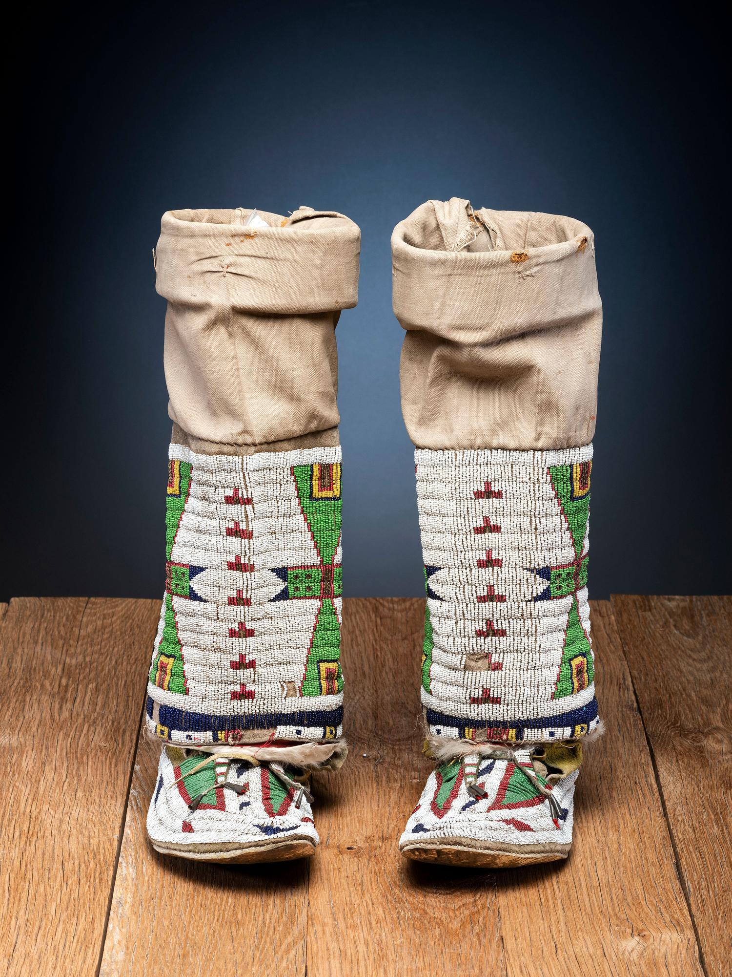 Sioux Beaded Hide Moccasins and Leggings