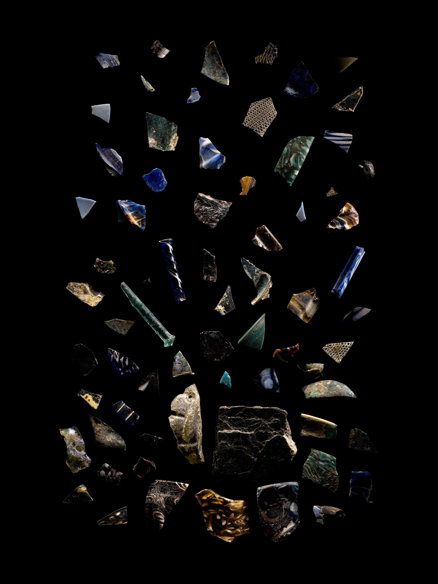 A Collection of Roman Millefiori, Mosaic, and Reticelli Glass Fragments