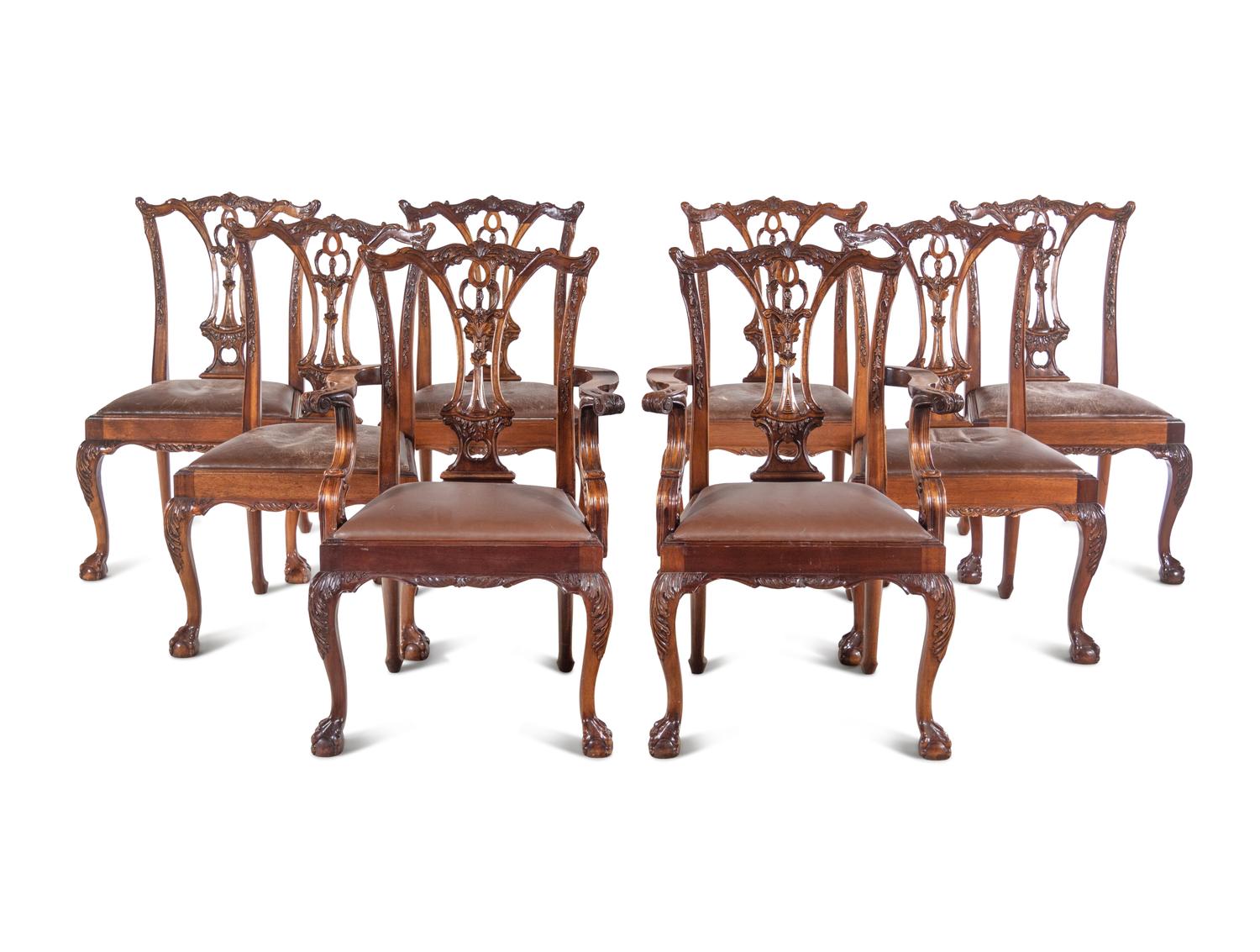 A Set of Eight George III Style Mahogany Dining Chairs
