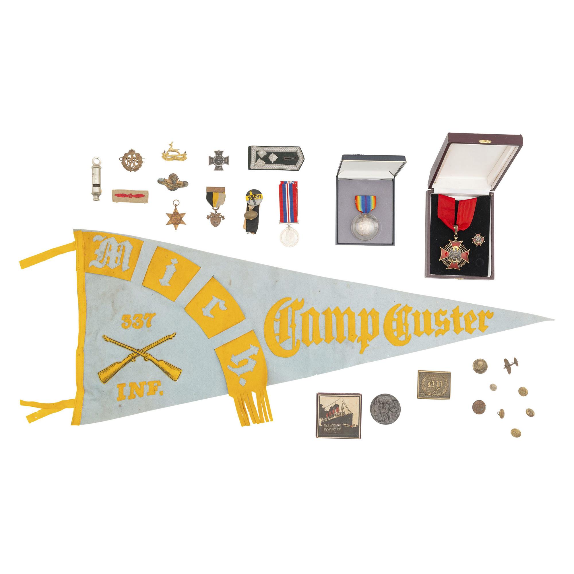 Mixed Lot of WWI and WWII Medals, Pins, and Orders