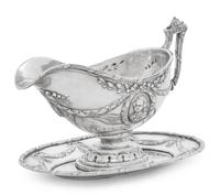 A French Silver Sauce Boat on Fixed Stand