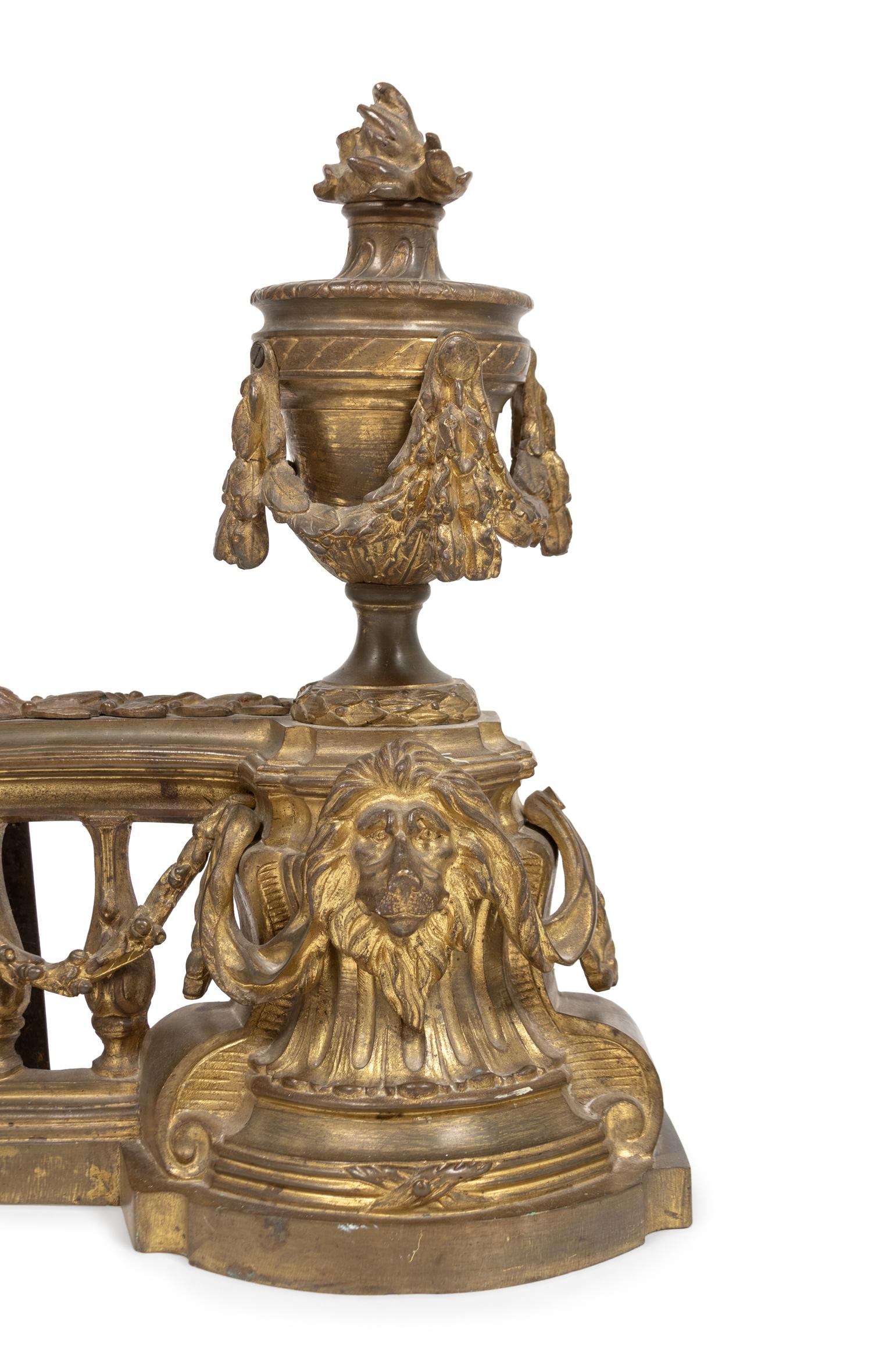 A Pair of Empire Style Gilt-Bronze Chenets