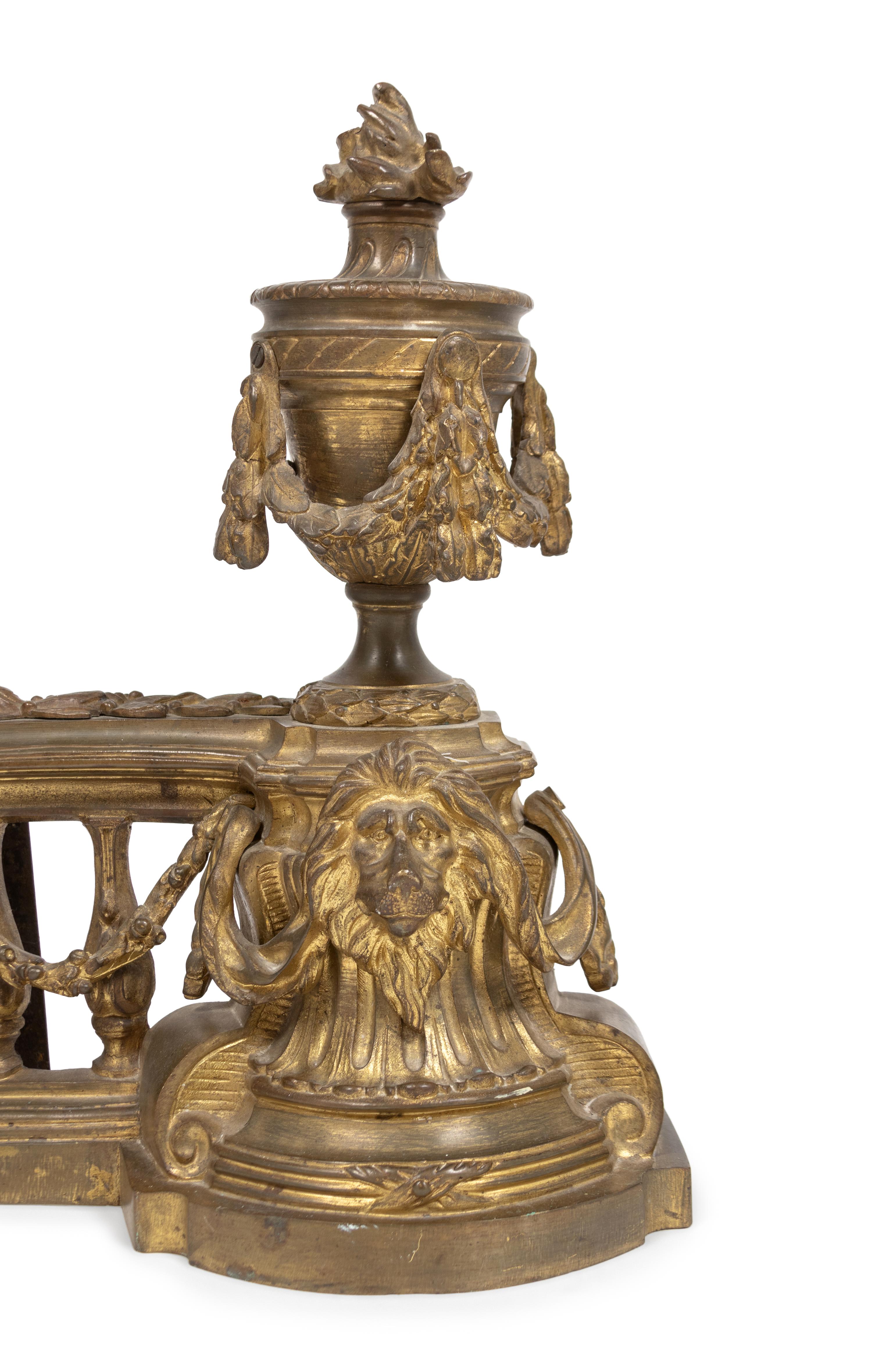 A Pair of Empire Style Gilt-Bronze Chenets