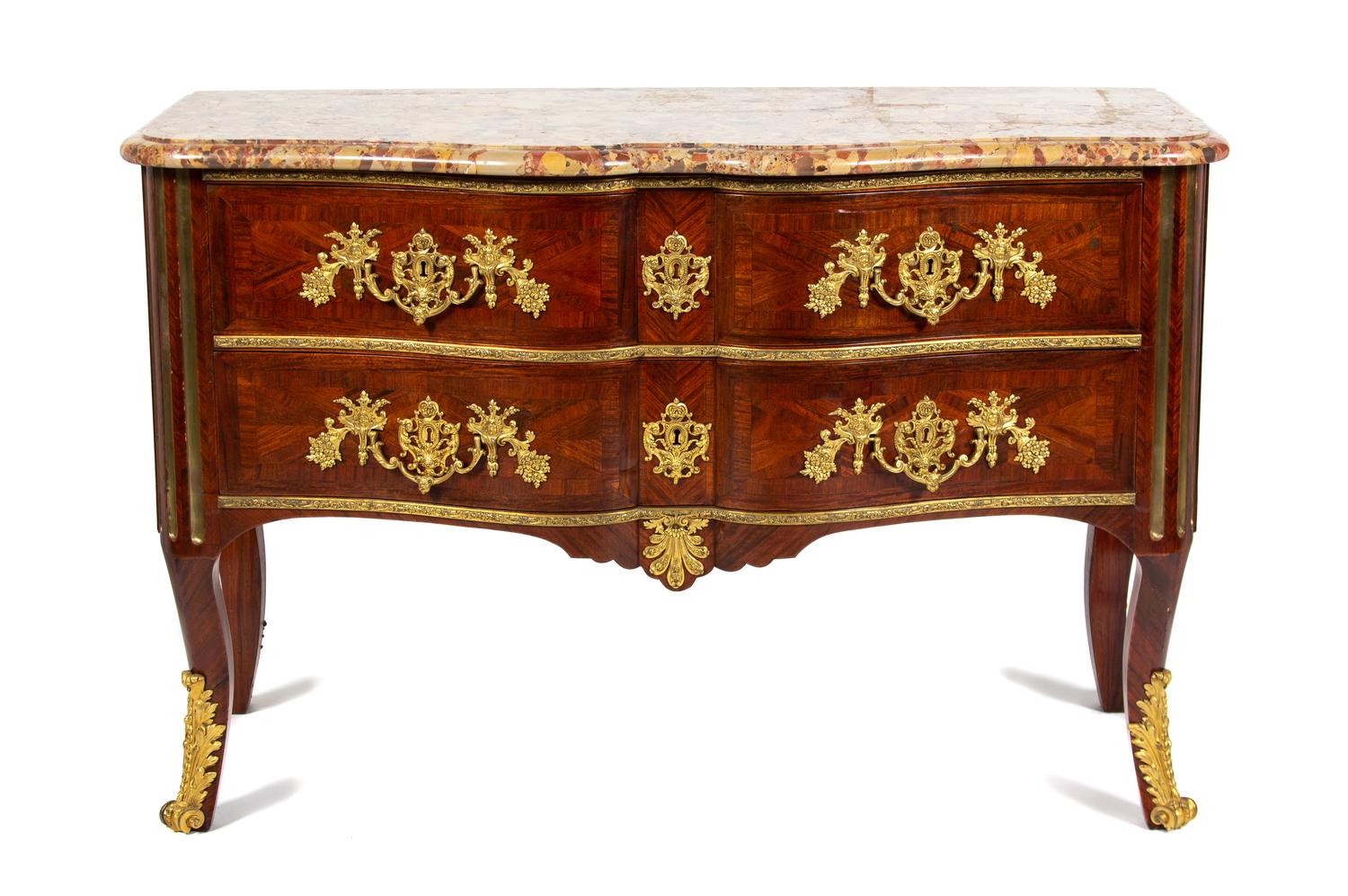 A Louis XV Style Gilt-Bronze-Mounted Commode Height 34 1/2 x width 52 1/2 x 25 1/2 inches. — IN THE MANNER OF CHARLES CRESSENT, CIRCA 1900