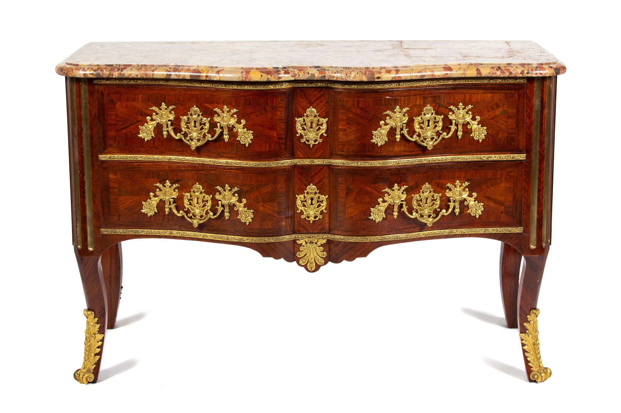 A Louis XV Style Gilt-Bronze-Mounted Commode Height 34 1/2 x width 52 1/2 x 25 1/2 inches. — IN THE MANNER OF CHARLES CRESSENT, CIRCA 1900
