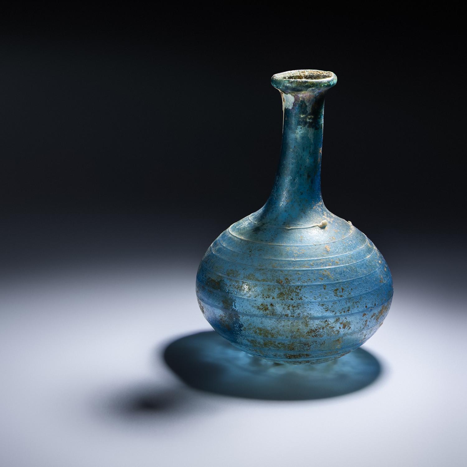 A Roman Blue Glass Bottle