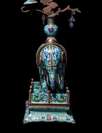 A Pair of Chinese Cloisonné Enamel Figures of Caparisoned Elephants