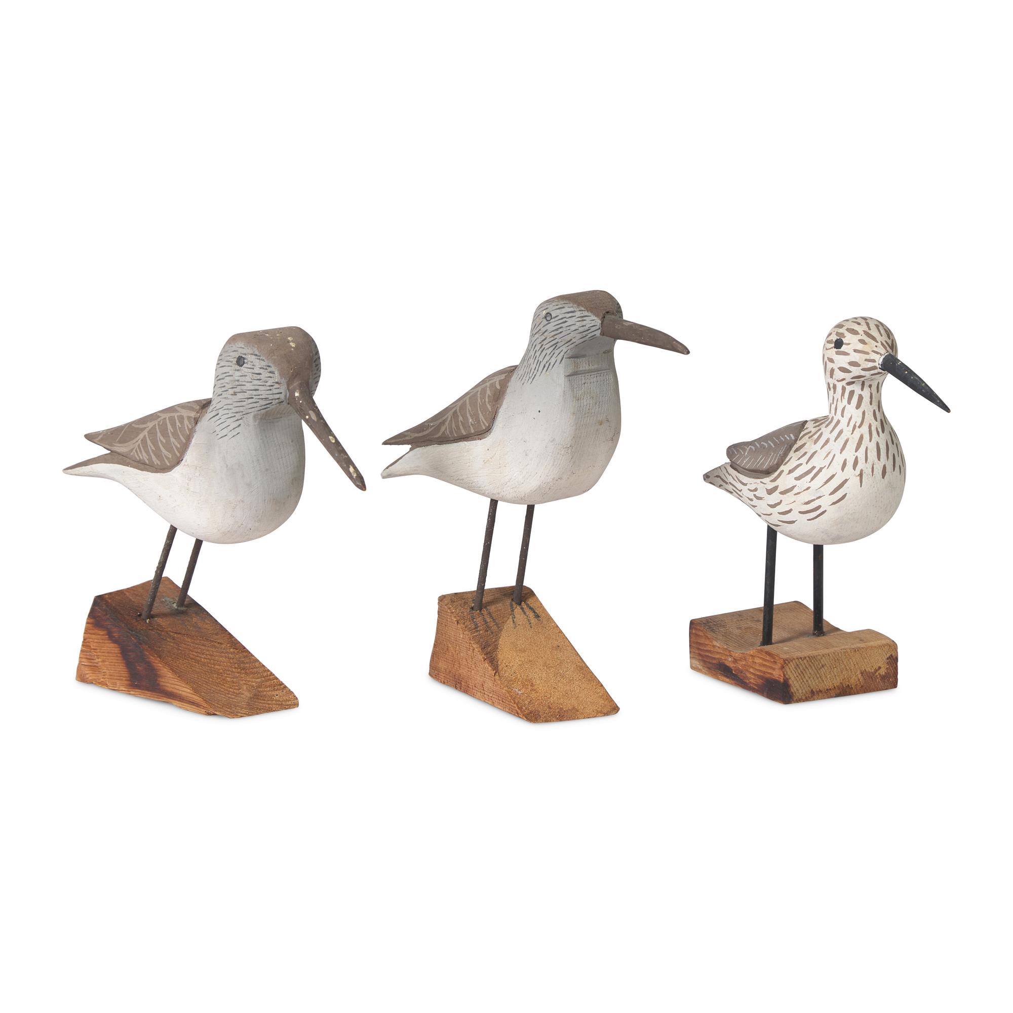 A Group of Three Carved and Painted Wood Sandpiper Shorebirds