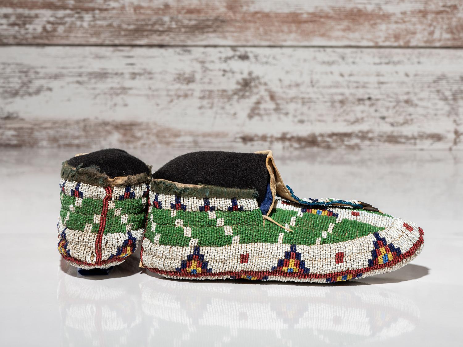 Sioux Fully Beaded Hide Moccasins