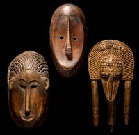 Two Bamana Wood Masks and a Janus Wood Head