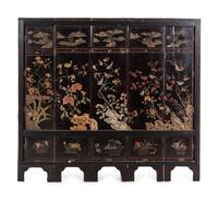 A Coromandel Lacquer Five-Panel Screen