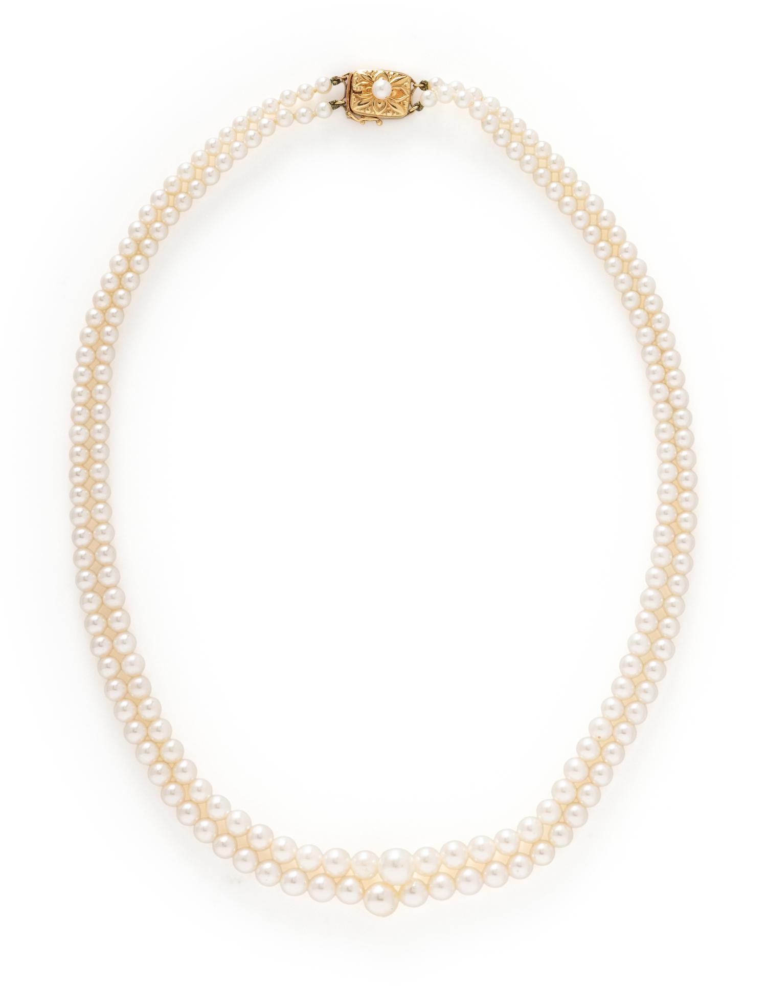 DOUBLE STRAND CULTURED PEARL NECKLACE