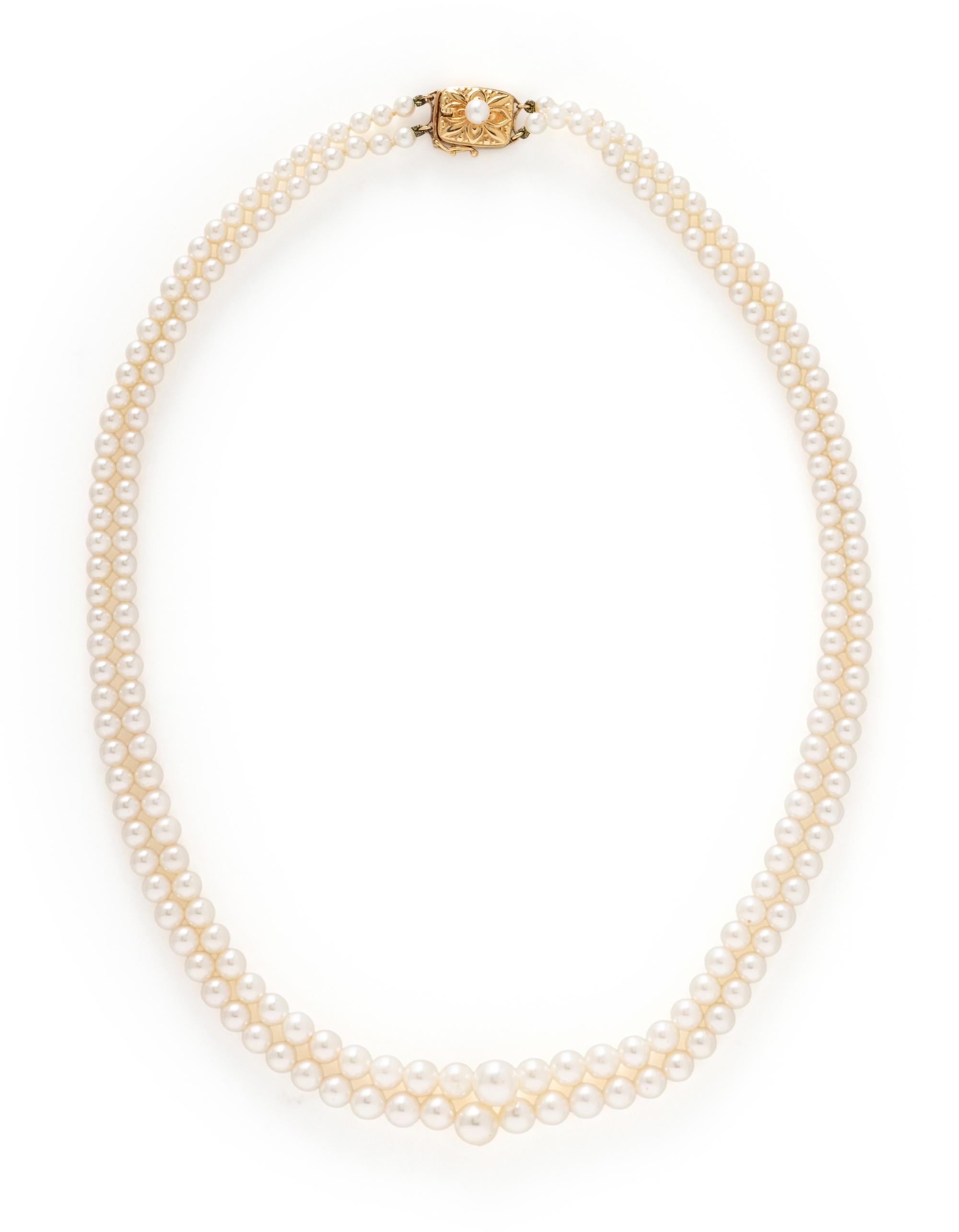 DOUBLE STRAND CULTURED PEARL NECKLACE