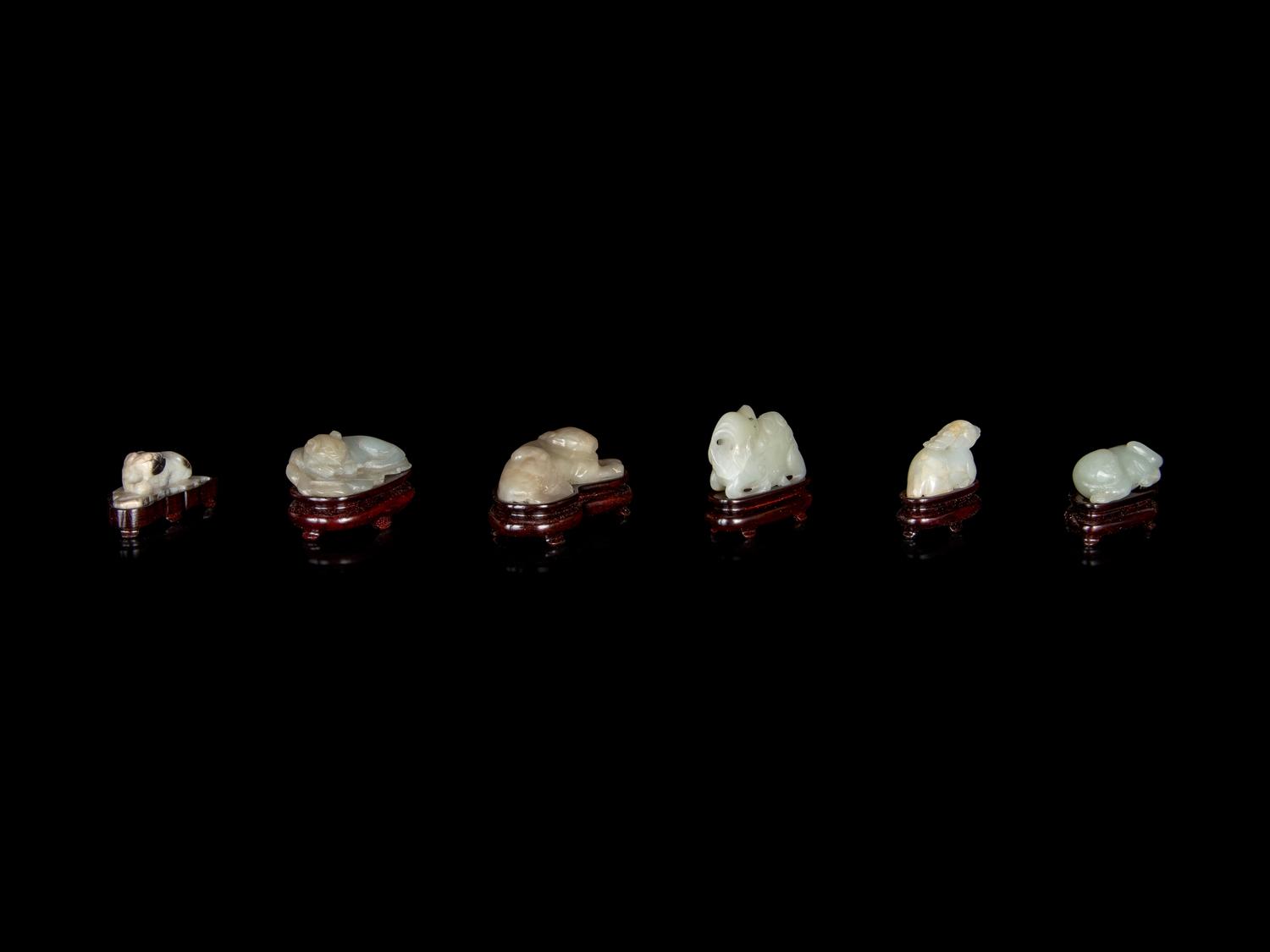 Six Chinese Carved Jade Figures of Animals