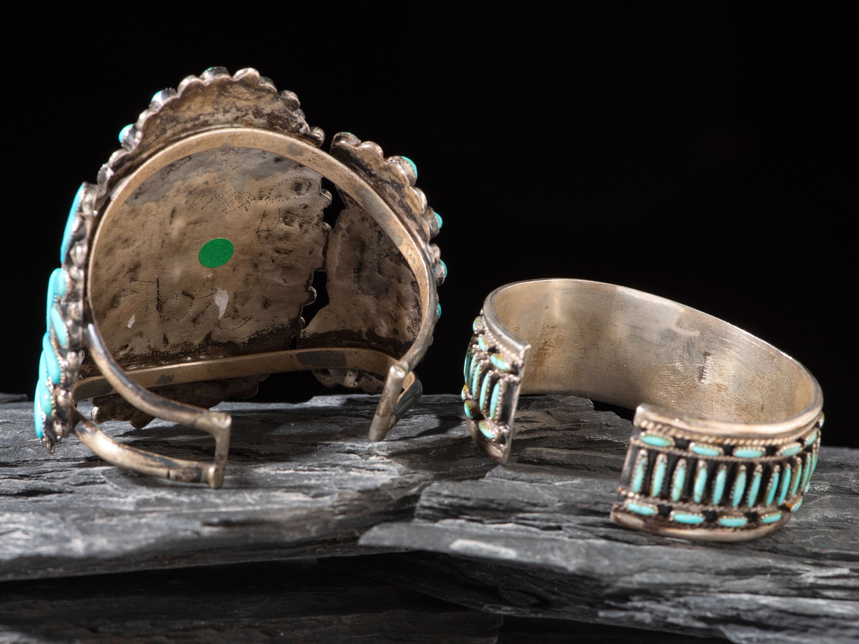 Zuni Turquoise Cluster Cuff Bracelets
