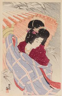Ito Shinsui, (1898-1972), Fubuki (Snowstorm) from Gendai bijinshu dai nishu (Modern beauties--second series), December 1932