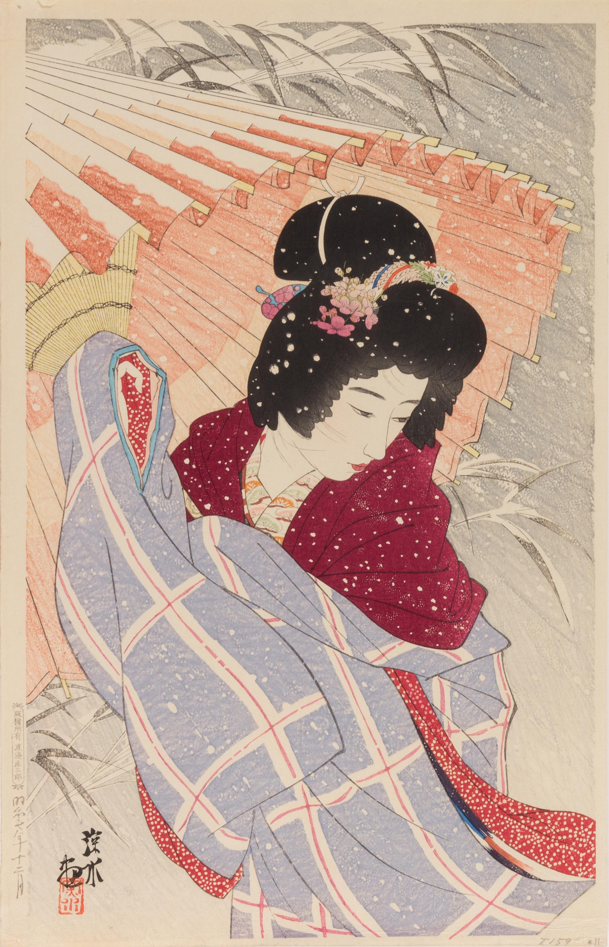 Ito Shinsui, (1898-1972), Fubuki (Snowstorm) from Gendai bijinshu dai nishu (Modern beauties--second series), December 1932