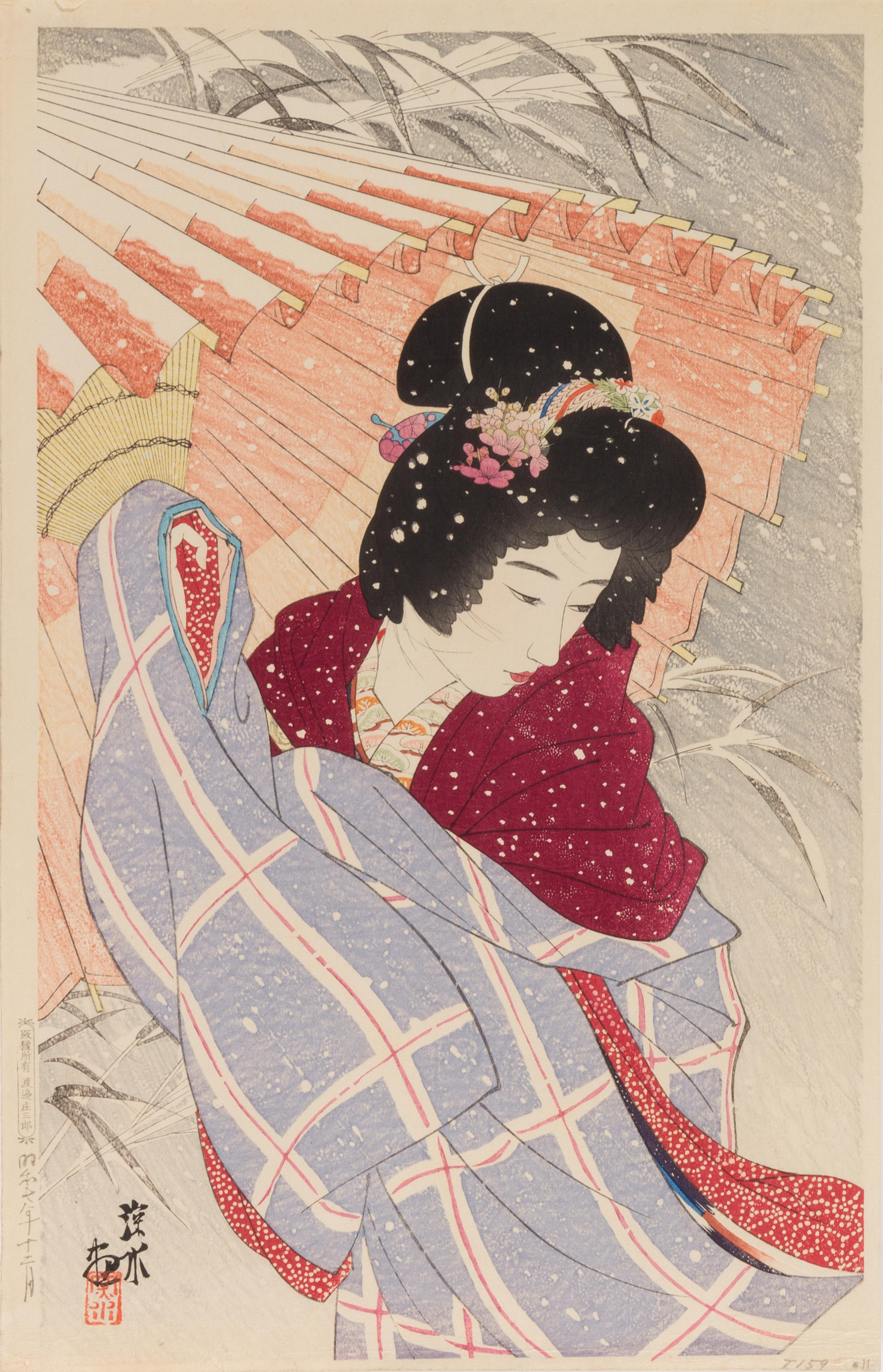 Ito Shinsui, (1898-1972), Fubuki (Snowstorm) from Gendai bijinshu dai nishu (Modern beauties--second series), December 1932