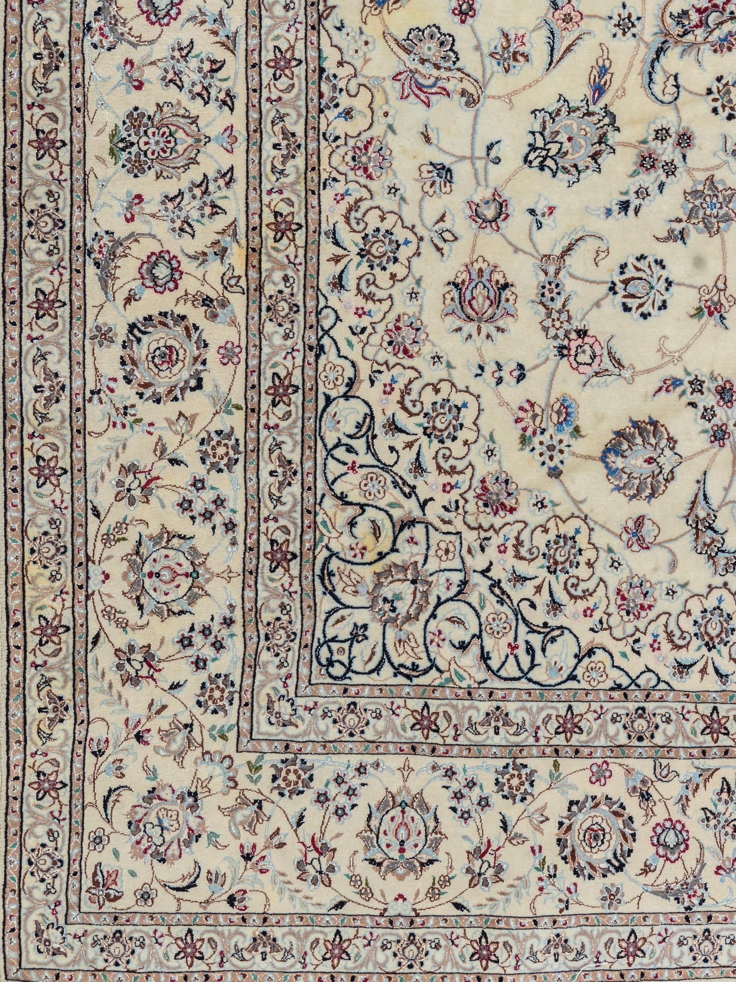 A Nain Silk and Wool Blend Rug