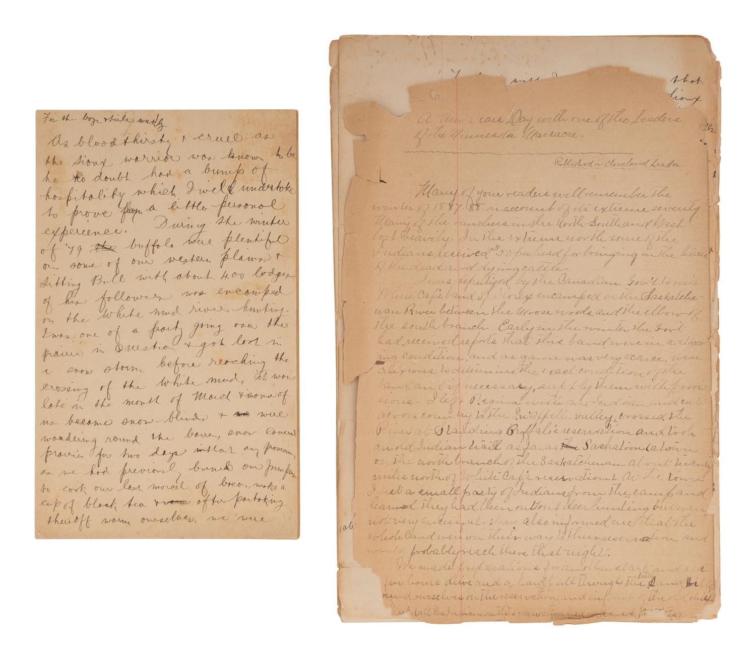 [WESTERN AMERICANA]. Archive of US Army Indian Scout and interpreter, William E. Archbold LeQuesne (1858-1915), featuring retrospective accounts of Sitting Bull and the Plains Indians Wars.