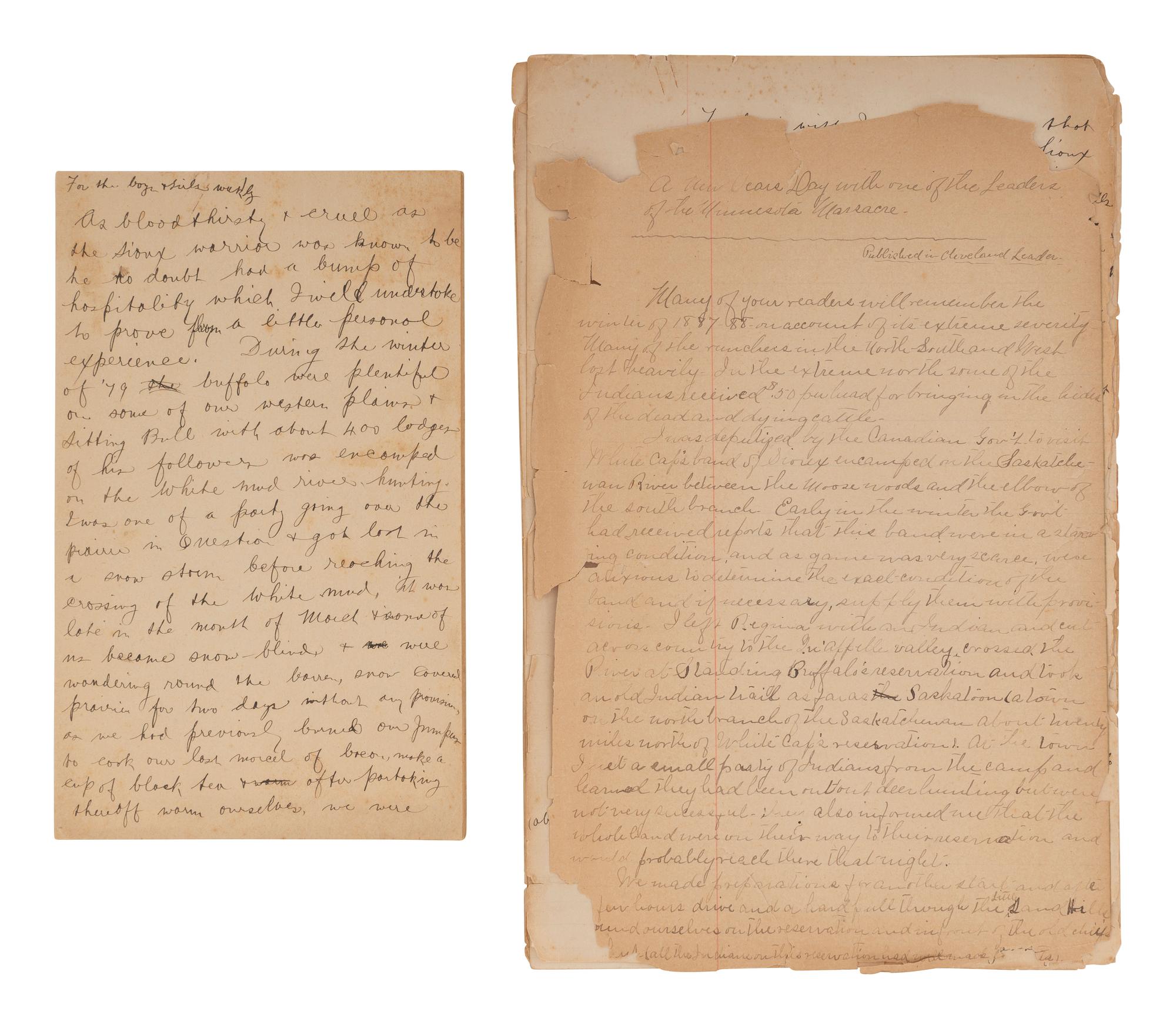 [WESTERN AMERICANA]. Archive of US Army Indian Scout and interpreter, William E. Archbold LeQuesne (1858-1915), featuring retrospective accounts of Sitting Bull and the Plains Indians Wars.