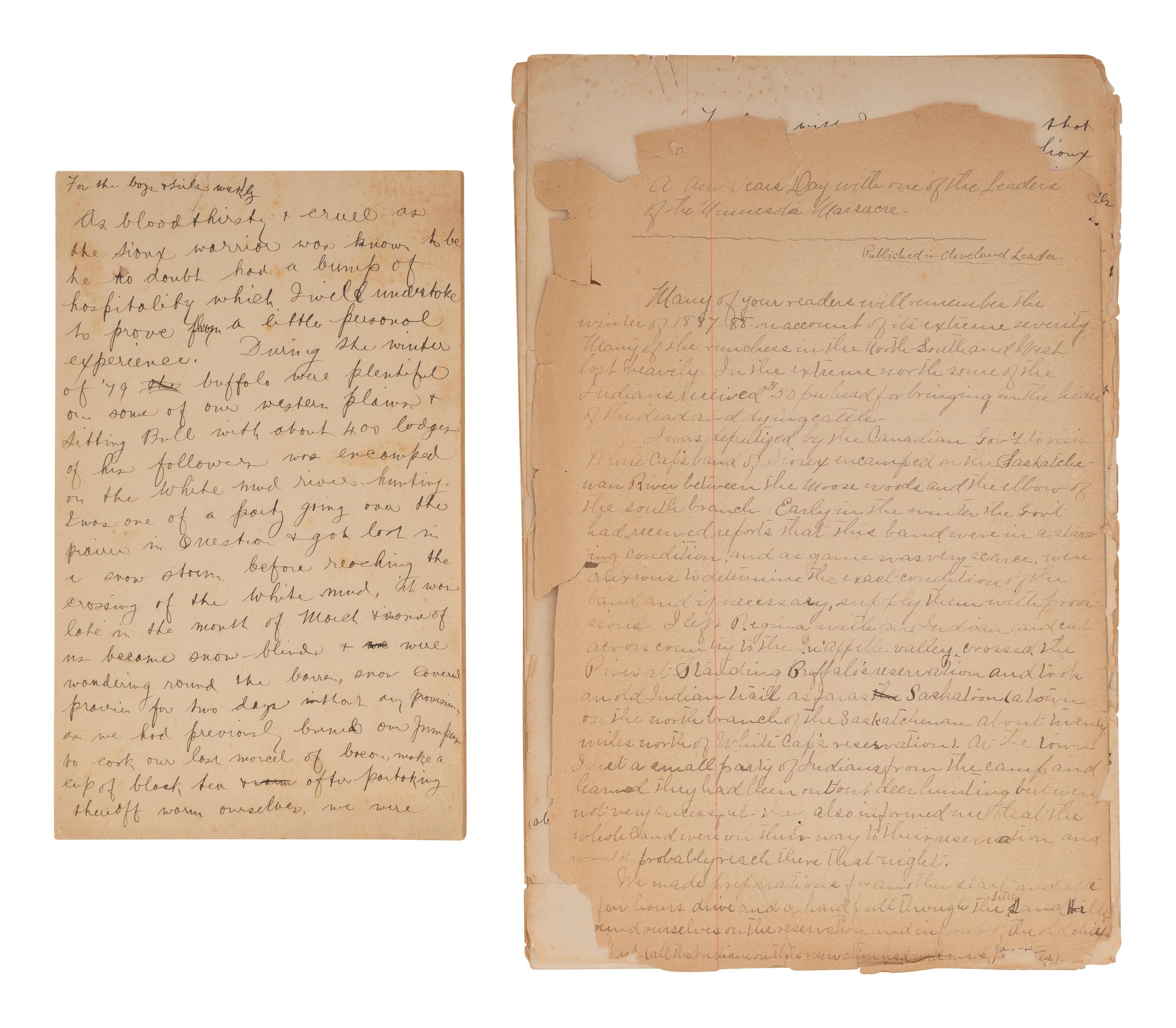 [WESTERN AMERICANA]. Archive of US Army Indian Scout and interpreter, William E. Archbold LeQuesne (1858-1915), featuring retrospective accounts of Sitting Bull and the Plains Indians Wars.