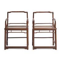 A Pair of Chinese Jichimu Lowback Armchairs, Meiguiyi, 19th/20th Century 清晚期 雞翅木玫瑰椅一對