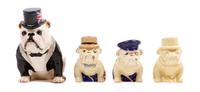 A Group of Four Royal Doulton Bulldogs Height of tallest 5 inches.