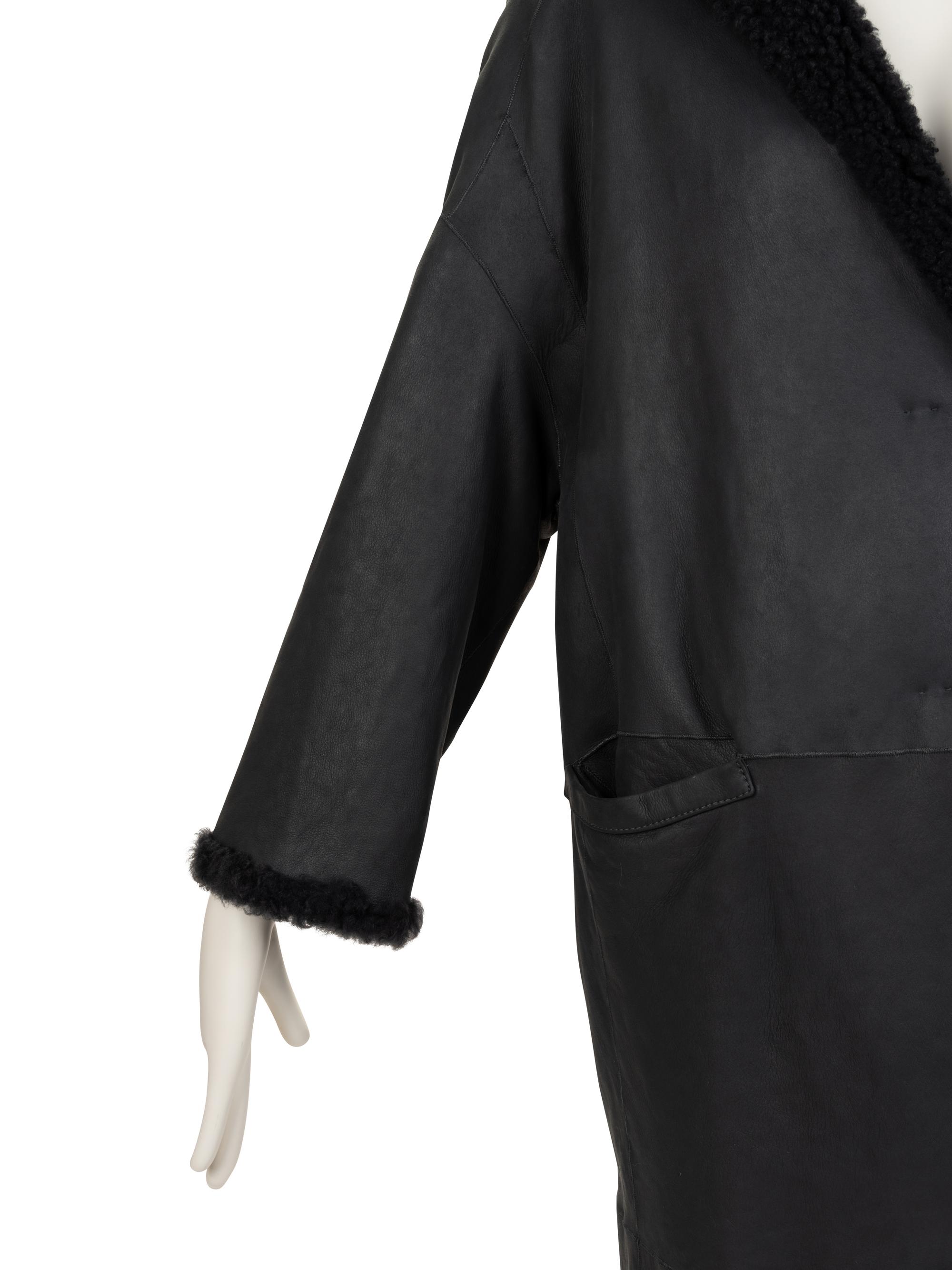 Brunello Cucinelli Leather and Shearling Coat