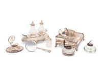 Two Silver-Plate and Cut Glass Ink Stands