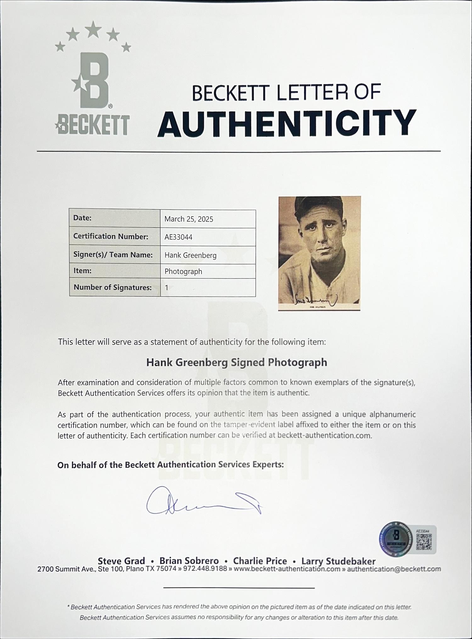 A Collection of Baseball Hall of Fame Signed Autograph Photographs Including Williams, Aaron, Mays and Koufax (Beckett Authentication Services)