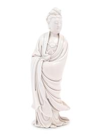 A Chinese Blanc-de-Chine Porcelain Figure of Guanyin