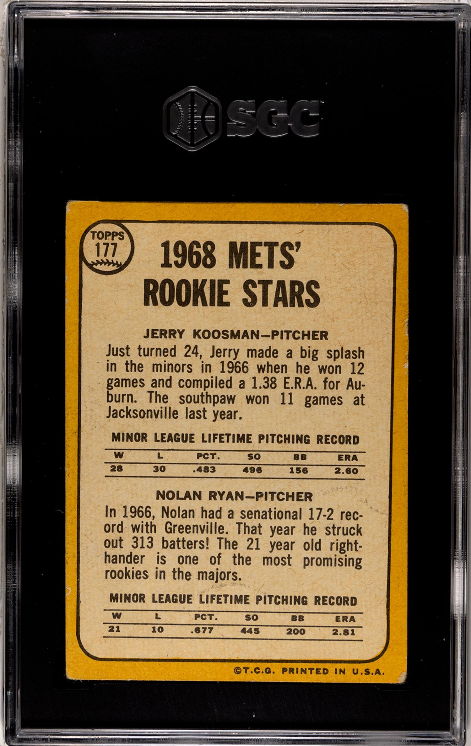 A 1968 Topps Nolan Ryan Rookie Baseball Card No. 177 (SGC 1.5)