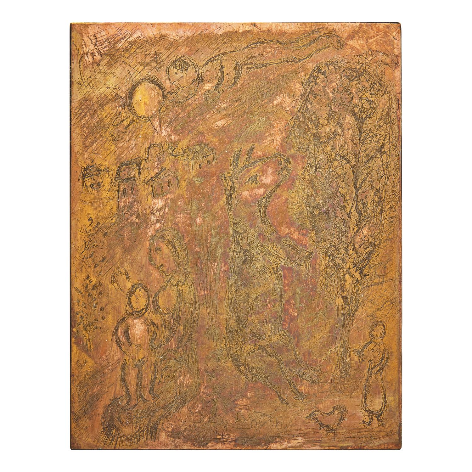 Marc Chagall (Belarusian/French, 1887–1985) — Original Copper Plate for La Vie (from Songes ), 1981