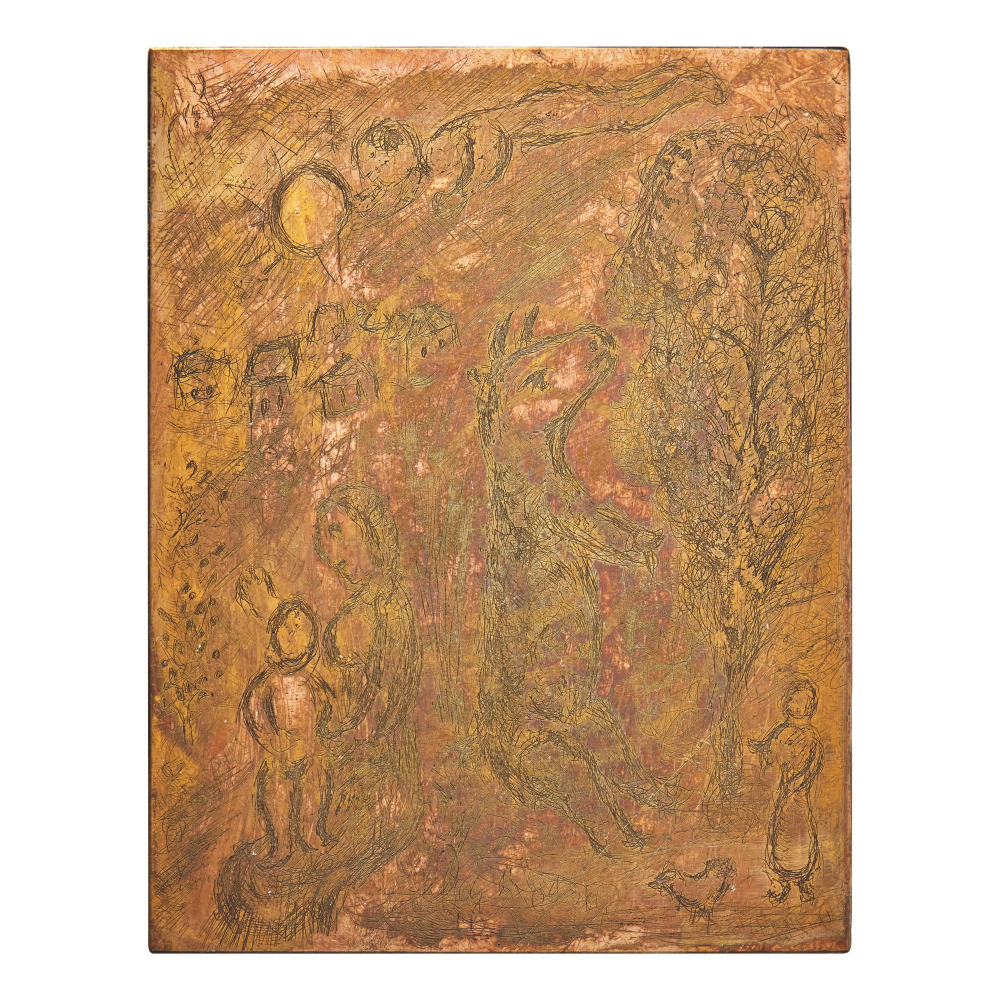 Marc Chagall (Belarusian/French, 1887–1985) — Original Copper Plate for La Vie (from Songes ), 1981