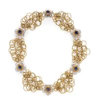 BUCCELLATI, BICOLOR GOLD AND IOLITE FLOWER NECKLACE