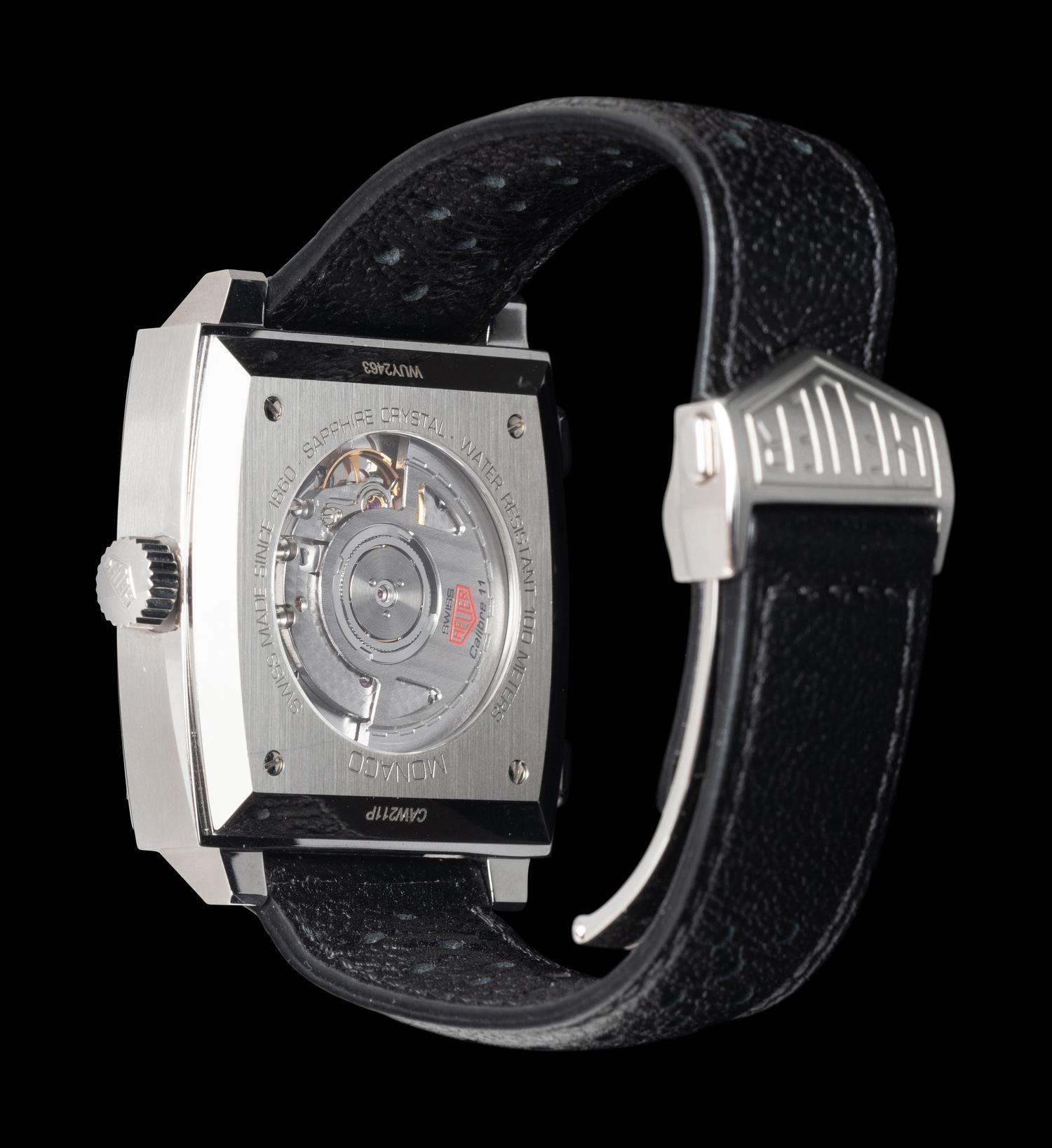 TAG HEUER, REF. CAW211P STAINLESS STEEL 'MONACO' CHRONOGRAPH DATE WATCH