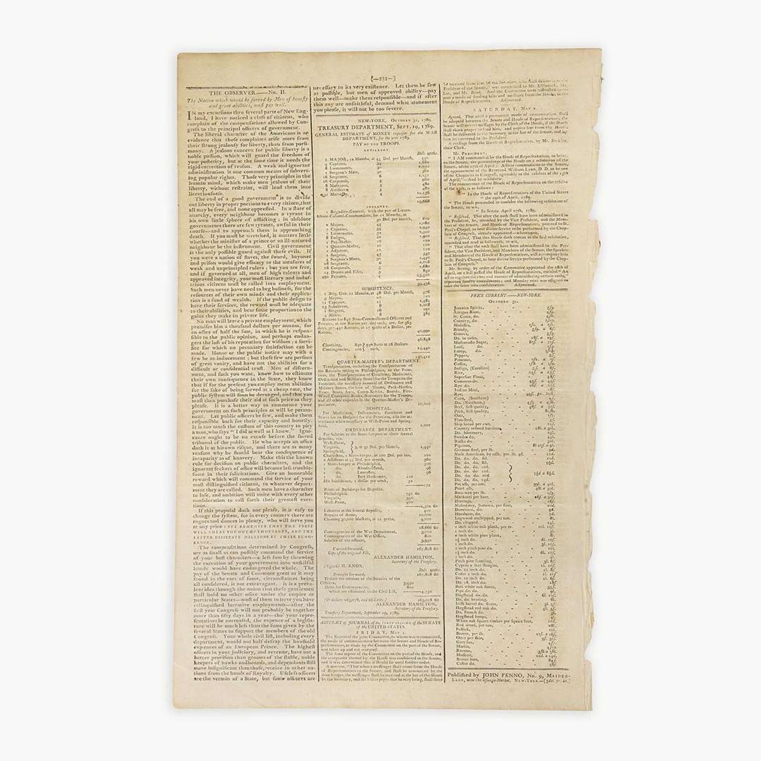 [Hamilton, Alexander] [Public Credit, etc.] Group of 3 Issues of the Gazette of the United States