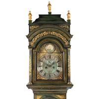 A George III Green and Gilt-Japanned Longcase Clock