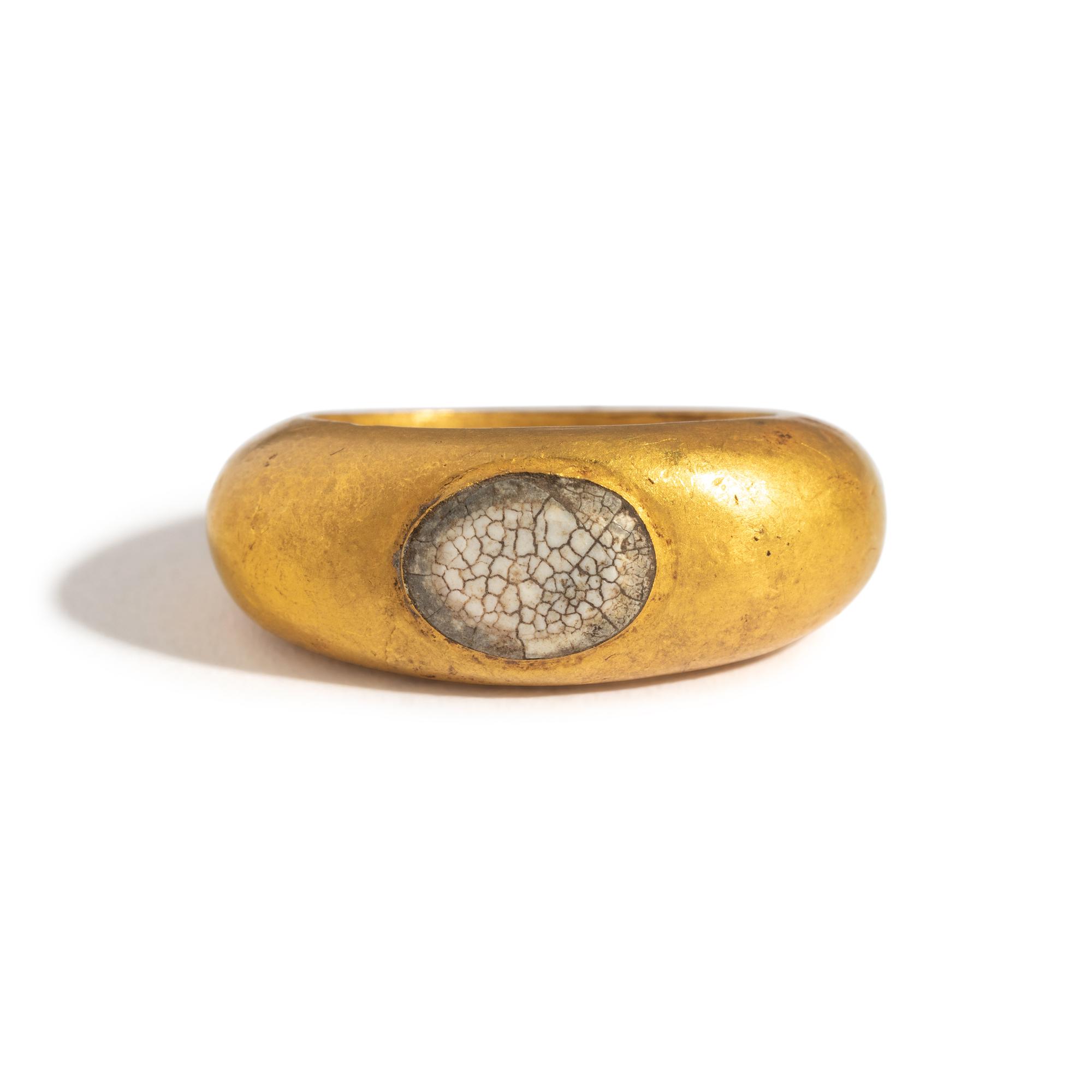 A Roman and White Glass Finger Ring