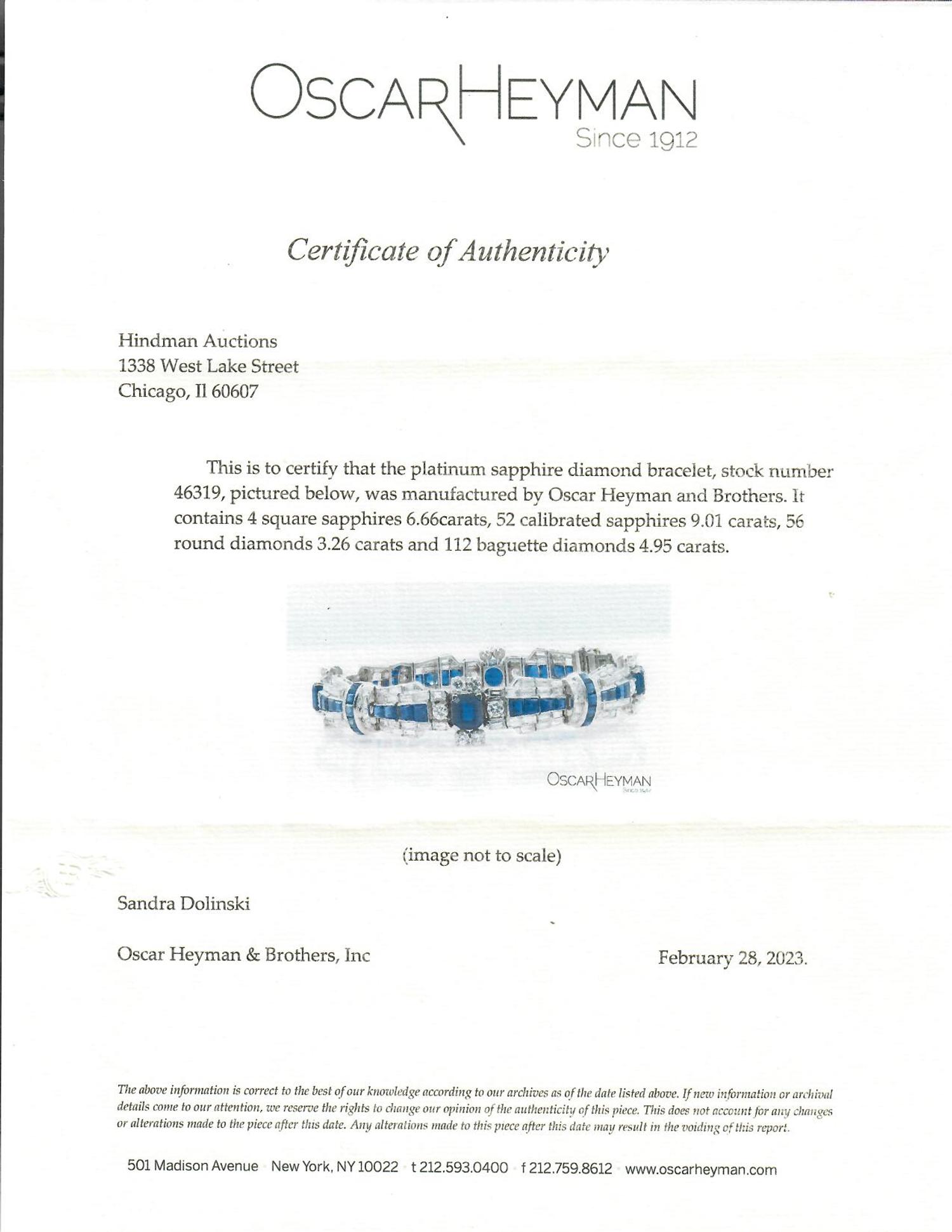 OSCAR HEYMAN, SAPPHIRE AND DIAMOND BRACELET