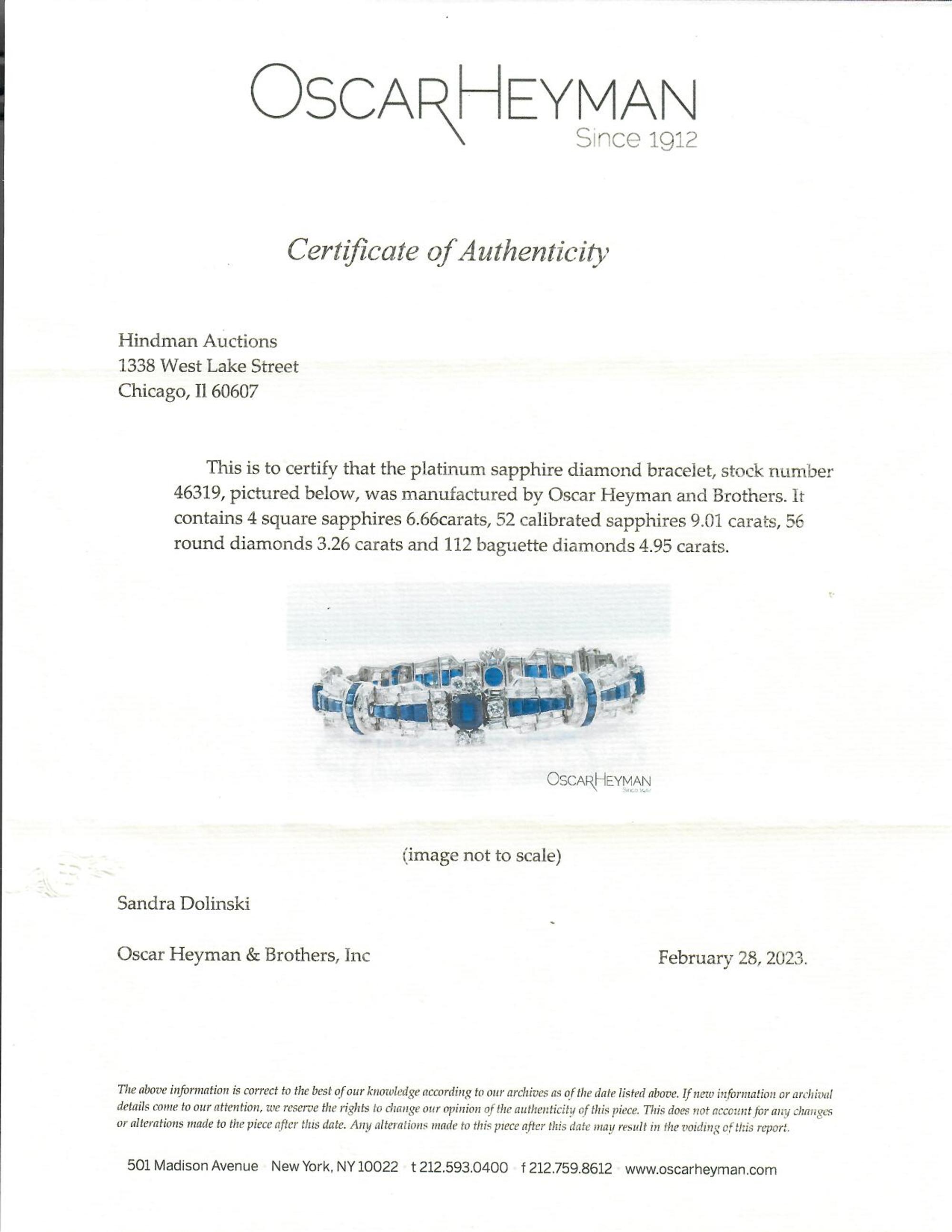 OSCAR HEYMAN, SAPPHIRE AND DIAMOND BRACELET