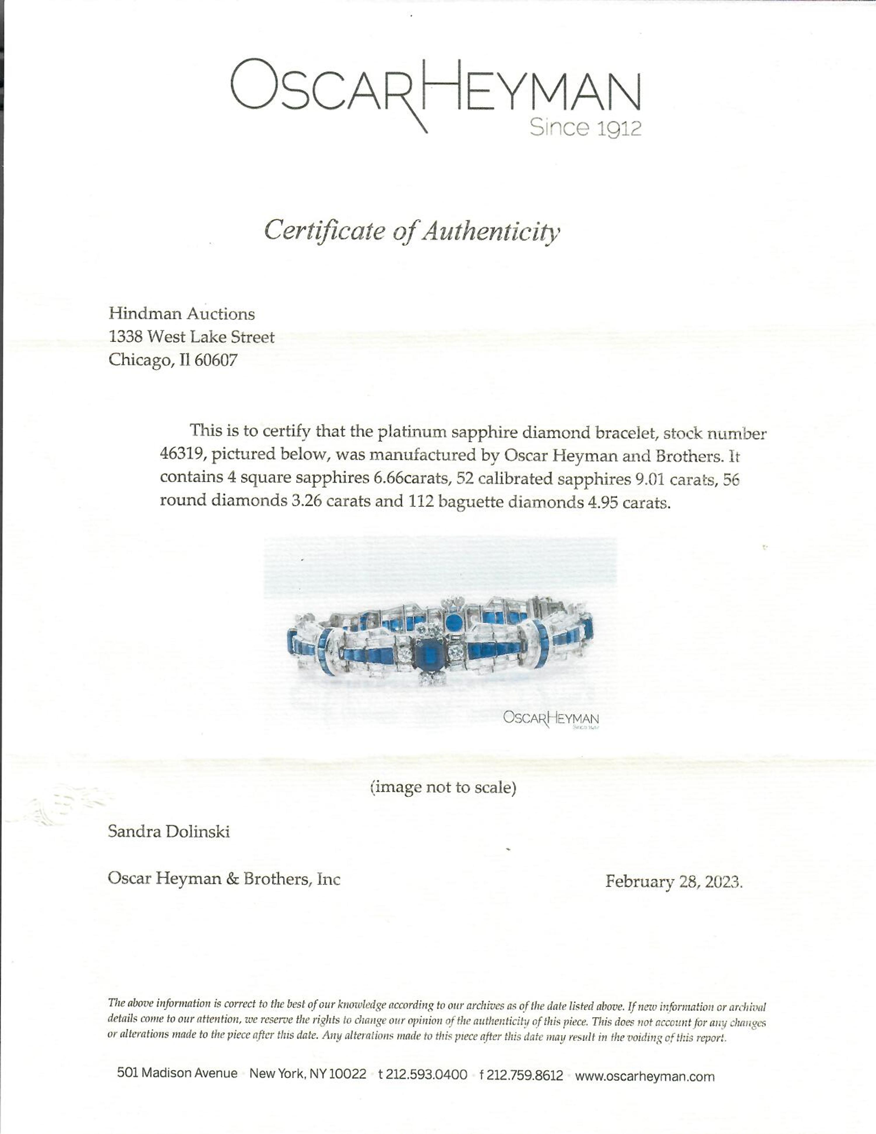 OSCAR HEYMAN, SAPPHIRE AND DIAMOND BRACELET
