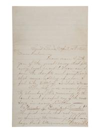 [LINCOLN ASSASSINATION]. Letter from Allen Houghton, paymaster of the western branch of the Union Army, regarding news of Lincoln's death reaching St. Louis. 15 April 1865.